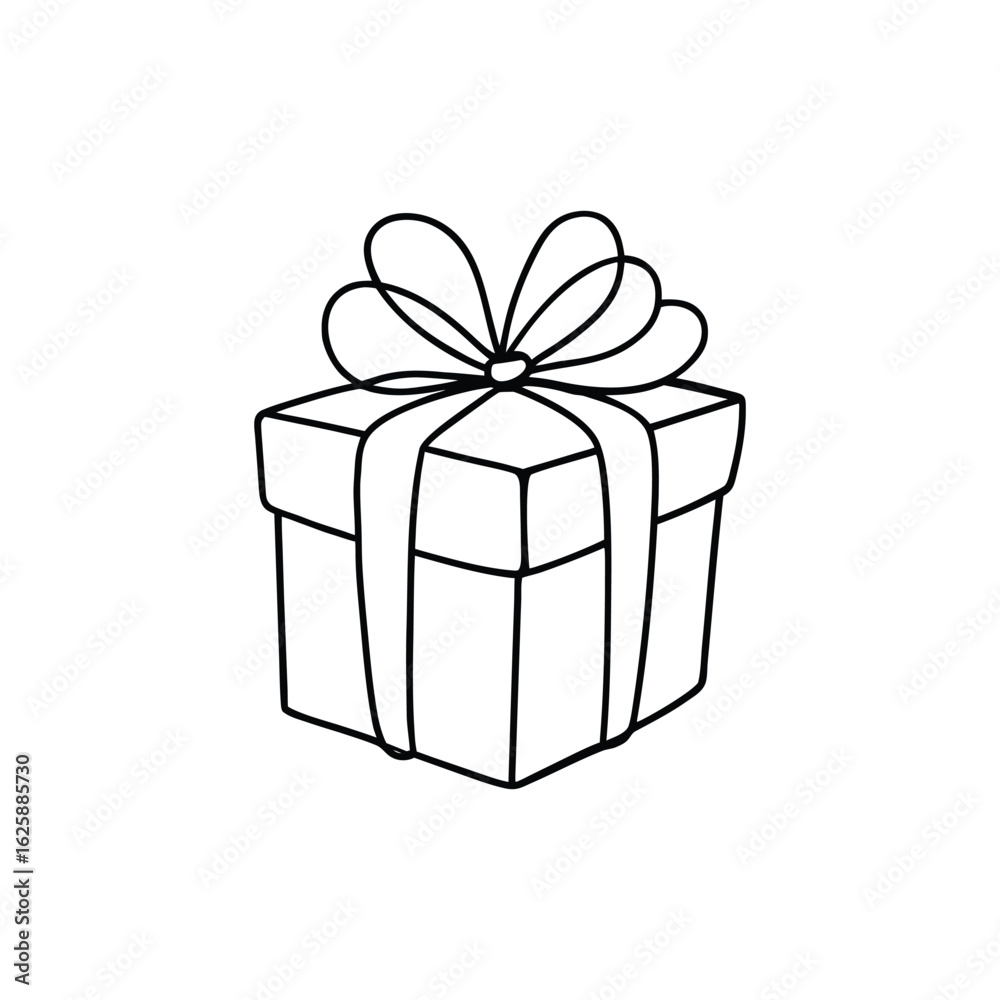 Obraz premium GIft box line art, gift box line drawing, Birthday gift box