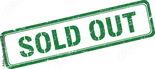 Green Sold out stamp mark indicating handle with care for shipping and delivery services isolated on transparent background
