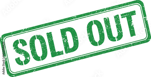 Green Sold out stamp mark indicating handle with care for shipping and delivery services isolated on transparent background