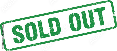 Green Sold out stamp mark indicating handle with care for shipping and delivery services isolated on transparent background