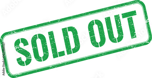 Green Sold out stamp mark indicating handle with care for shipping and delivery services isolated on transparent background