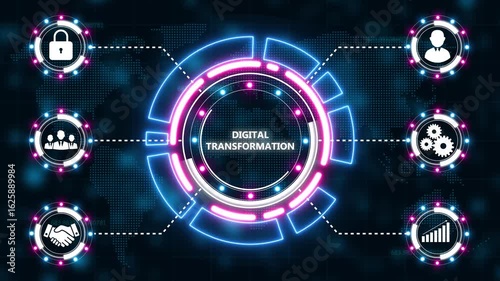 Concept of digitization of business processes and modern technology. Digital transformation.