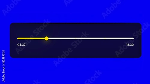 Video progress bar with timeline scrubber on blue background. Essential UI element for video players, streaming platforms, media applications, and digital content editing.
