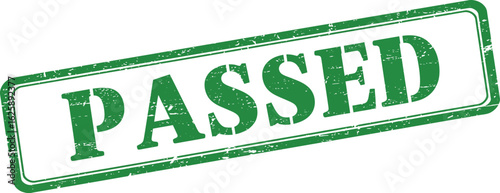 Green distressed rubber stamp with the word passed in bold uppercase letters isolated on transparent background
