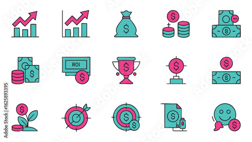 Financial Growth and Success Icons A Set of Vector Graphics