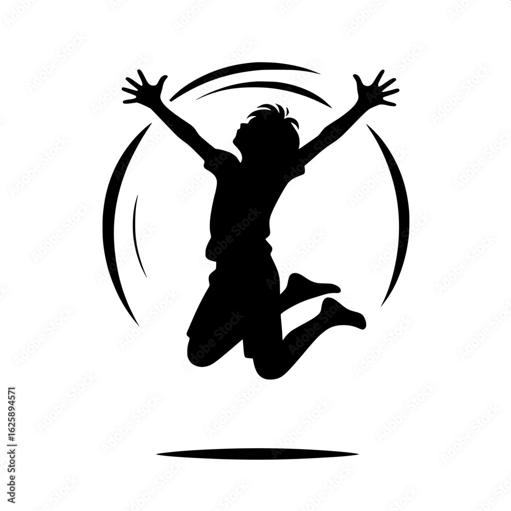 Naklejka premium Boy Jumping with Joy