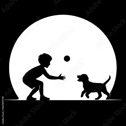Boy Playing with a Puppy