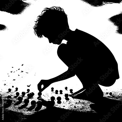 Boy Playing Marbles