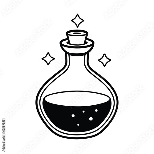 magic potion bottle on white background