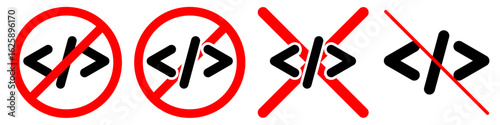 No coding HTML sign vector for non-technical users or no-code platforms. Represents simplicity, ease of use, and a user-friendly approach to web design.