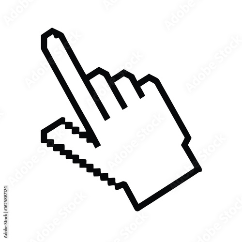 pixelated hand cursor pointing vector illustration