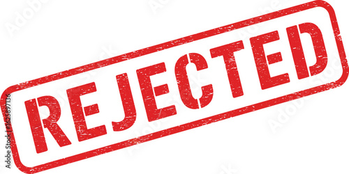 Red rejected stamp mark with stenciled letters indicating disapproval or failure isolated on transparent background