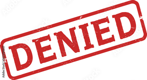 Red rectangular stamp with the word denied in bold letters isolated on transparent background