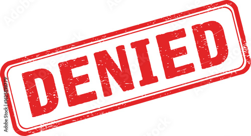 Red stamp with the word denied printed in bold letters isolated on transparent background