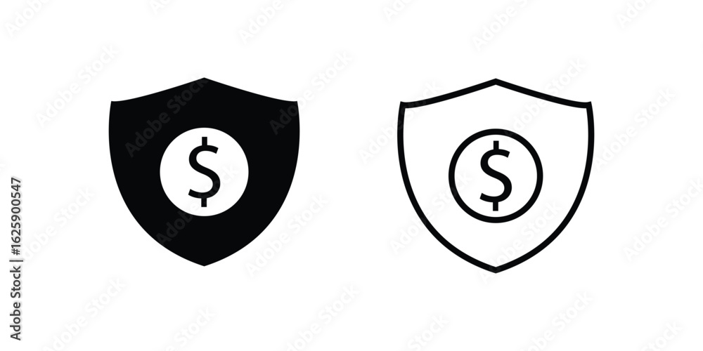 Naklejka premium Shield icons with dollar symbol, representing money protection and financial security.