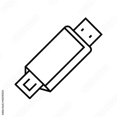 usb flash drive line art icon