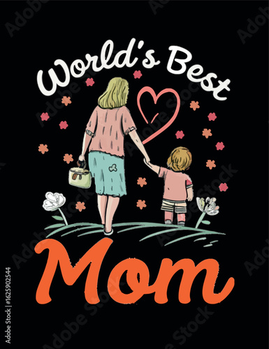 Adorable Illustration of Mom and Child Perfect for Mothers Day Celebration Gift Ideas and Family Love Themes