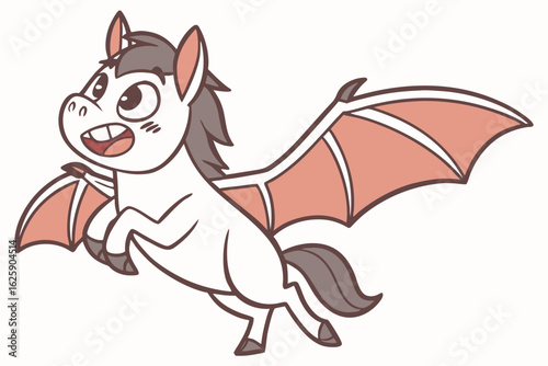 Cute cartoon tikbalang, Philippine folklore creature, vector style, horse-like with humanoid features, simplified