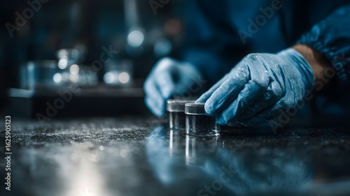 Technician performing control testing on product samples in a laboratory setting