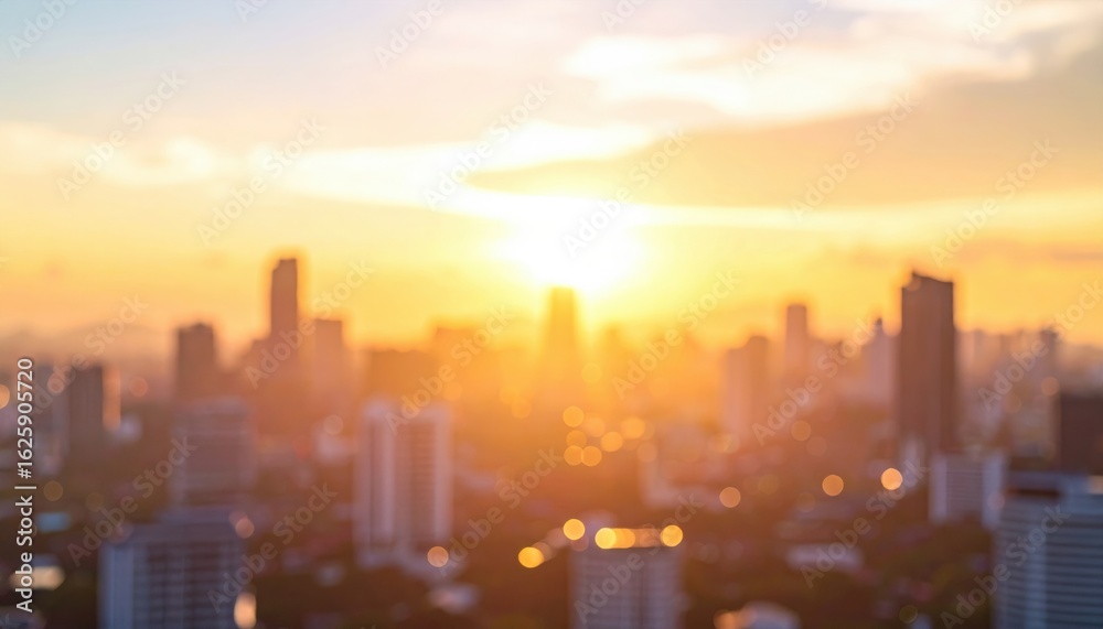 Fototapeta premium Blurred Cityscape Sunset View