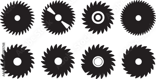 Collection of circular saw blades with different designs and teeth