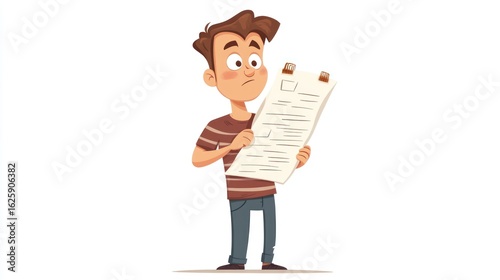 Young person reads document