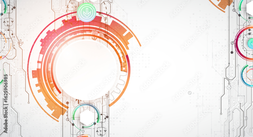 Obraz premium Abstraction on the theme of tech circles. Scientific and technological background. Vector background.