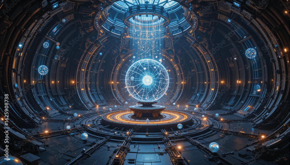Obraz premium Advanced Energy Core in a High-Tech Sci-Fi Reactor Room