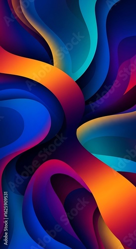 Vibrant chromatic streams intertwined offering a captivating visual depth expression