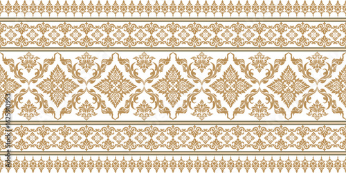 This seamless damask floral pattern features beautiful, symmetrical floral and plant motifs. It can be used for dresses, coats, rugs, scarves, shawls, blankets, curtains, and tablecloths.