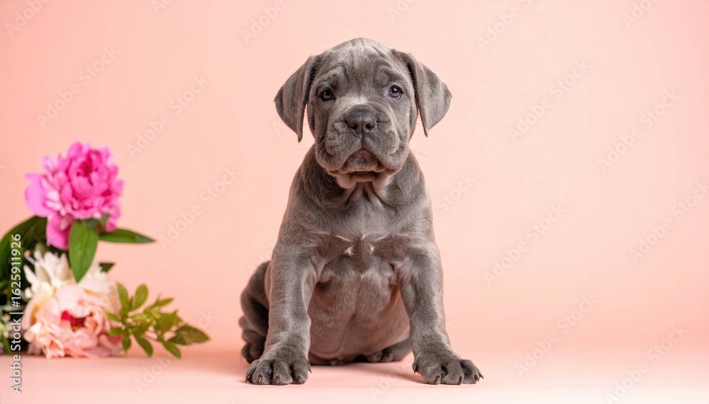Adorable Italian Cane Corso Puppy on Pastel Background, Generated image Adorable Italian Cane Corso Puppy on Pastel Background, Generated image