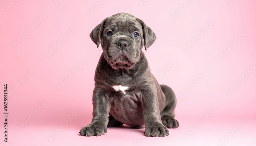 Fototapeta premium Adorable Italian Cane Corso Puppy on Pastel Background, Generated image