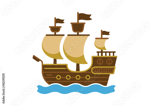Pirate ship Vector Illustration, Pirate ship Icon