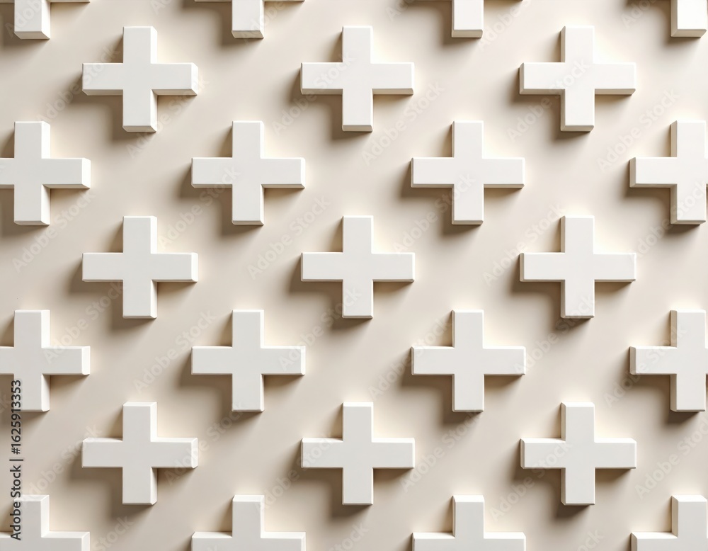 Obraz premium Abstract Geometric Plus Sign Pattern on Light Beige Background