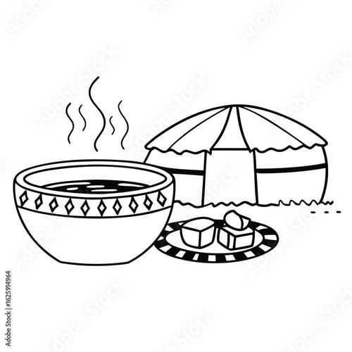 Mongolian Suutei Tsai (Milk Tea) Adobe Illustrator Artwork
