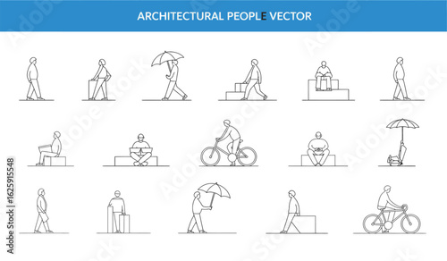 Architectural Line Drawing People Vector Collection for Urban Scenes	