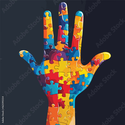 Autism awareness hand banner design
