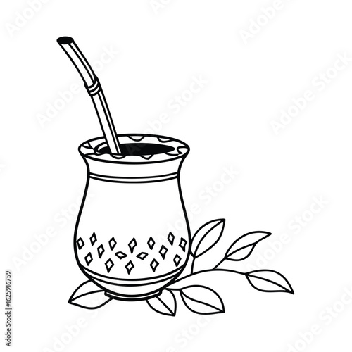 Brazilian Erva-Mate in Chimarrão Gourd Cup Adobe Illustrator Artwork