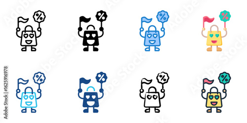 Sale frenzy icon set multiple style collection 
