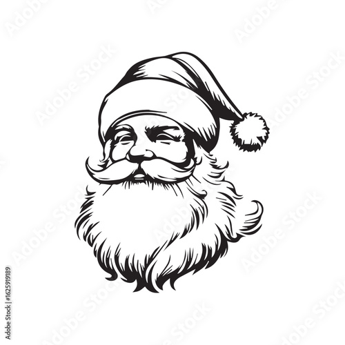Cartoon vector illustration of Santa Claus in a cheerful and festive style.