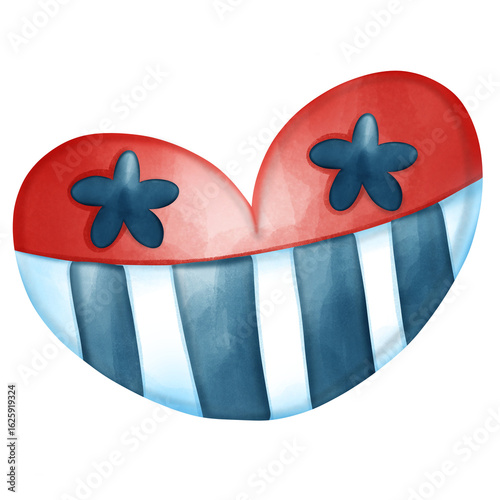 Patriotic Heart with Navy Stripes and Red Top with Stars