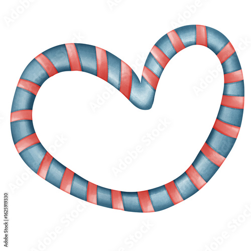 Patriotic striped heart in curved outline