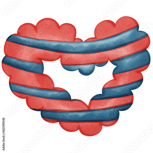 Puffy Heart Made of Red and Blue Rope