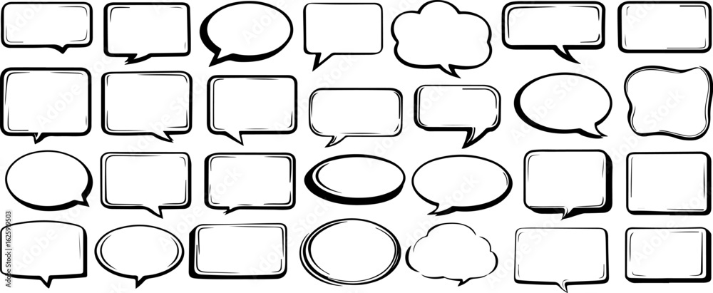 Obraz premium Speech Bubbles & Callouts, Sketch Vector Set