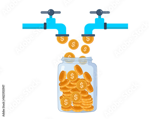 Multiple streams of passive income online freelancing  affiliate marketing vector illustration