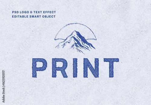 Retro Stamped Print Logo & Text Effect Template