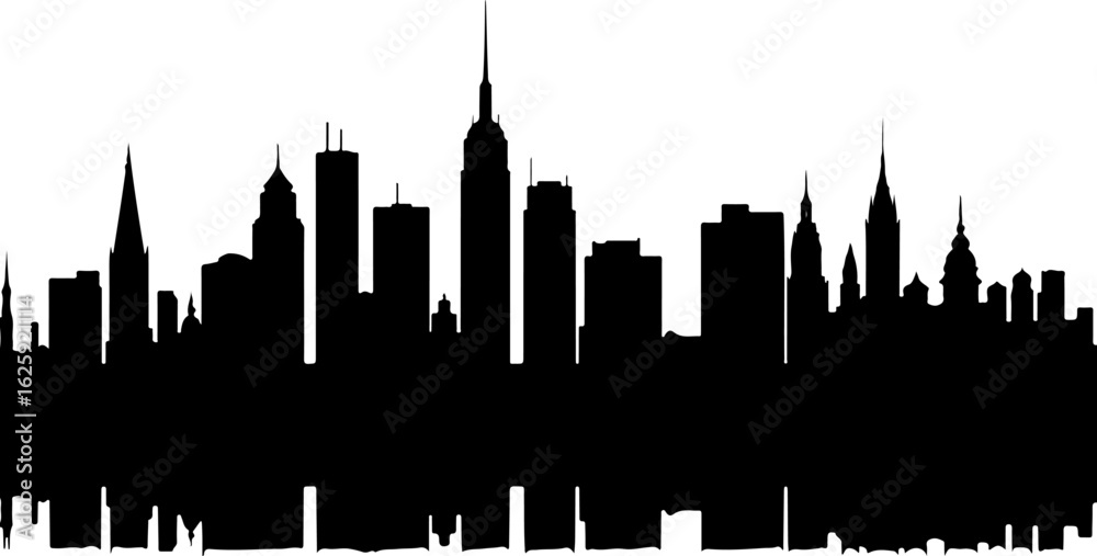 Naklejka premium City Skyline, Urban Silhouette, Cityscape Art, Bundle