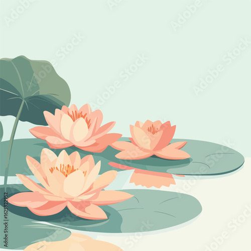 Tranquil water lilies illustration