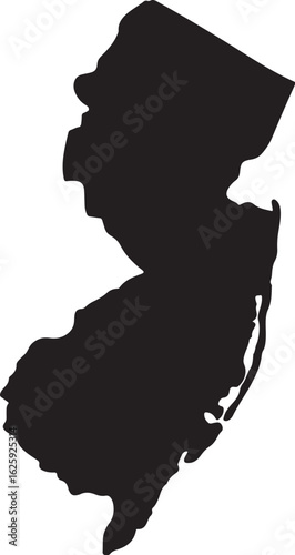 Vector art of black new jersey state shape map isolated on white background