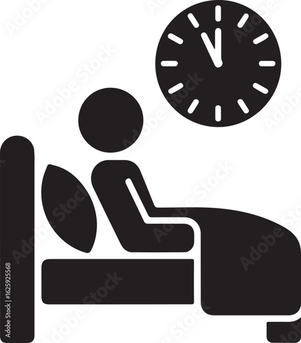 Midnight Sleep: Vector Icon, Person in Bed, Simple Sign, Symbol of Restful Night